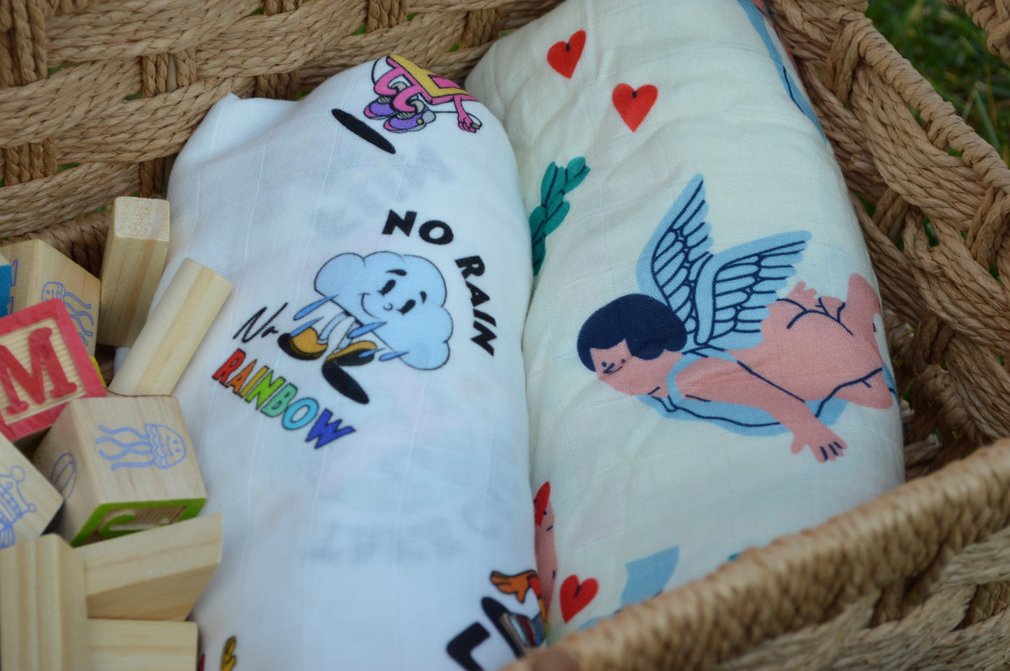 Muslin Swaddle - Retro Party + Tiny Cupids (2 pack)