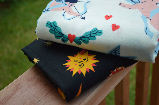 Muslin Swaddle - Tiny Cupids + Stardust Dreams (2 pack)